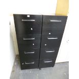 TWO WOODEN FOUR DRAWER FILING CABINETS