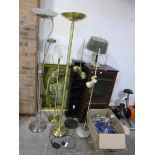 A SELECTION OF LAMPS, hi-fi cabinet, cd stand etc