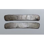 Roman silver ingot or bar with assayers stamps