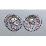 Marc Antony and Octavian AR Denarius