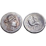 Dacian (?) Imitation of Republican AR Denarius. After 46 BC. Head of Ceres to right, wearing grain