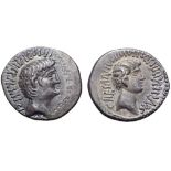 Dacian (?) imitation of M. Antony and Octavian AR Denarius. After 41 BC. Bare head of Antony to