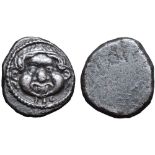 Etruria, Populonia AR Hemidrachm of 2.5 Units (or Litrai?). Late 5th century BC. Head of Metus