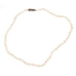 STRING OF GRADUATED CULTURED PEARLS WITH A 9 CT GOLD CLASP