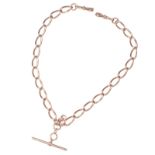 9 CT ROSE GOLD TWISTED OVAL LINK CHAIN WITH T-BAR