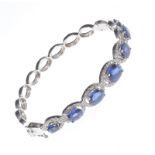 18 CT WHITE GOLD SAPPHIRE & DIAMOND BANGLE