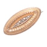 VICTORIAN 9 CT GOLD SEED PEARL & DIAMOND BROOCH (1896)