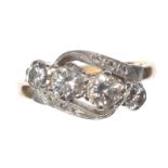 18 CT GOLD & PLATINUM FOUR STONE DIAMOND RING