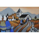 J.P. Rooney - GOING TO CHURCH - Oil on Board - 16 x 24 inches - Signed