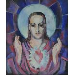 Father Jack P. Hanlon - THE SACRED HEART - Oil on Canvas - 25 x 21 inches - Signed