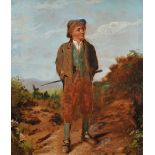 Irish School - FIGURE ON THE PATH - Oil on Canvas - 12 x 10 inches - Unsigned