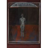 Brian Bourke, RHA - STANDING FIGURE, DUBLIN - Gouache on Paper - 27 x 19 inches - Signed