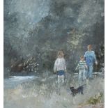 Tom Kerr - FAMILY STROLL - Acrylic on Board - 14 x 14 inches - Signed