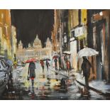 Holly Hanson - WET EVENING, BELFAST - Oil on Board - 20 x 24 inches - Signed