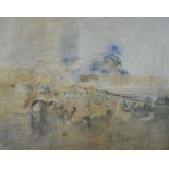 Basil Blackshaw, HRHA HRUA - LANDSCAPE TOWARDS DIVIS MOUNTAIN - Coloured Print - 16 x 19 inches -