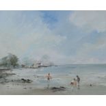 Tom Kerr - CHILDREN ON THE BEACH - Acrylic on Board - 16 x 20 inches - Signed