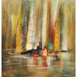 Irish School - TALL SAILS - Oil on Board - 30 x 30 inches - Unsigned