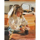 Rowland Davidson - IN THE KITCHEN - Acrylic on Canvas - 18 x 14 inches - Signed