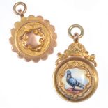 TWO 9 CT GOLD PIGEON MEDALS