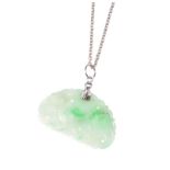 ENGRAVED JADE PENDANT ON A FINE SILVER CHAIN