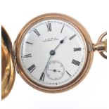 14 CARAT GOLD PLATED WALTHAM FOB WATCH WITH ENGRAVED DIAL