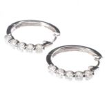 PAIR OF 14 CT WHITE GOLD DIAMOND HOOP EARRINGS