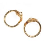 18 CT GOLD RAMS HEAD HOOP EARRINGS