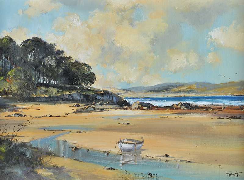 Francis Fitzsimmons - BEACHED ROWING BOAT - Oil on Canvas - 16 x 22 inches - Signed