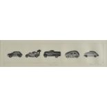 Deborah Young - HOT WHEELS - Limited Edition Black & White Lithograph (3/10) - 5 x 19 inches -