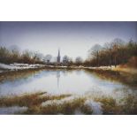 Martin D. Cooke - WINTER, HILLSBOROUGH LAKE - Watercolour Drawing - 8 x 11 inches - Signed