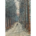 R. Semple - PATH THROUGH THE WOODS - Watercolour Drawing - 7 x 5 inches - Signed