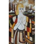 Markey Robinson - GIRL WITH COLOURED CLOAK - Coloured Print - 8 x 6 inches - Unsigned