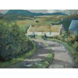 Richard Williamson - DRIVING CATTLE IN THE GLENS - Oil on Board - 12 x 16 inches - Signed