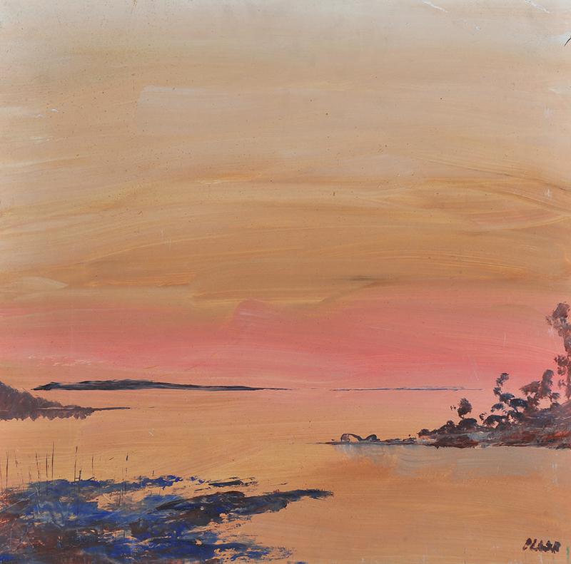 Liam Blake - DUSK ACROSS THE LOUGH - Oil on Board - 24 x 24 inches - Signed