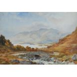 Wycliffe Egginton, RI RCA - DERWENTWATER & FALCON CRAG - Watercolour Drawing - 14 x 21 inches -