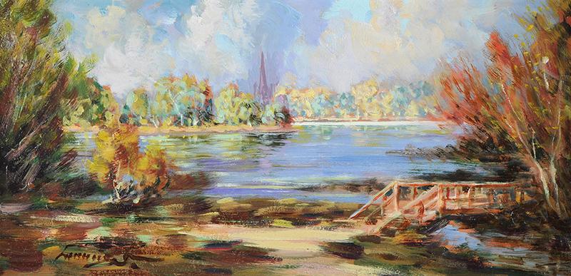 William Cunningham - HILLSBOROUGH LAKE - Oil on Board - 7 x 14 inches - Signed - Image 2 of 2