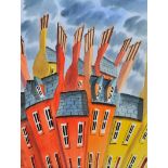 John Ormsby - COLOURED HOUSES - Watercolour Drawing - 20 x 16 inches - Signed