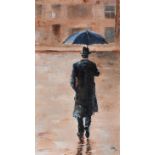 John McGowan - OFF TO COURT - Oil on Canvas - 18 x 10 inches - Signed