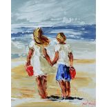 Louise Mansfield - HOLDING HANDS - Oil on Board - 9.5 x 7.5 inches - Signed