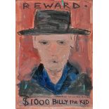 David Johnston - BILLY THE KID - Oil on Board - 14 x 10 inches - Signed