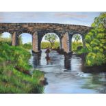 Jennifer Hill - THE CURRAN BRIDGE - Oil on Canvas - 12 x 16 inches - Signed in Monogram