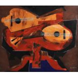 Gerald G. Beattie - MANDOLINS ON A TABLE - Oil on Board - 23 x 27 inches - Signed