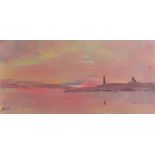 Liam Blake - THE RED SKY - Oil on Board - 12 x 24 inches - Signed