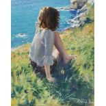 Nicholas St John Rosse - ON THE CLIFFS - Oil on Board - 16 x 12 inches - Signed