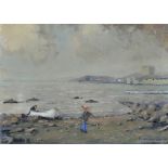 Richard Williamson - UNLOADING THE BOAT - Oil on canvas - 8 x 11 inches - Signed