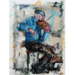 Danny Smith - FIDDLER - Oil on Board - 16 x 12 inches - Signed