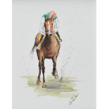 Lawrence Chambers - OUT IN FRONT - Watercolour Drawing - 6 x 4 inches - Signed