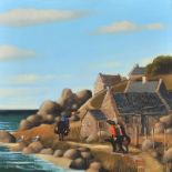 George Callaghan - FISHERMAN'S COTTAGE - Oil & Acrylic on Canvas - 12 x 12 inches - Signed