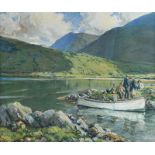 James Humbert Craig, RHA RUA - GALWAY FISHER FOLK - Coloured Print - 17 x 21 inches - Unsigned