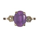 9 CT GOLD AMETHYST AND DIAMOND RING